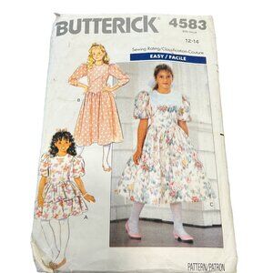 Butterick 4583 Girls Dress Sewing Pattern Size 12-14